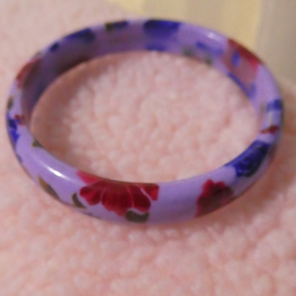 Pretty Lavender Floral Bangle Bracelet